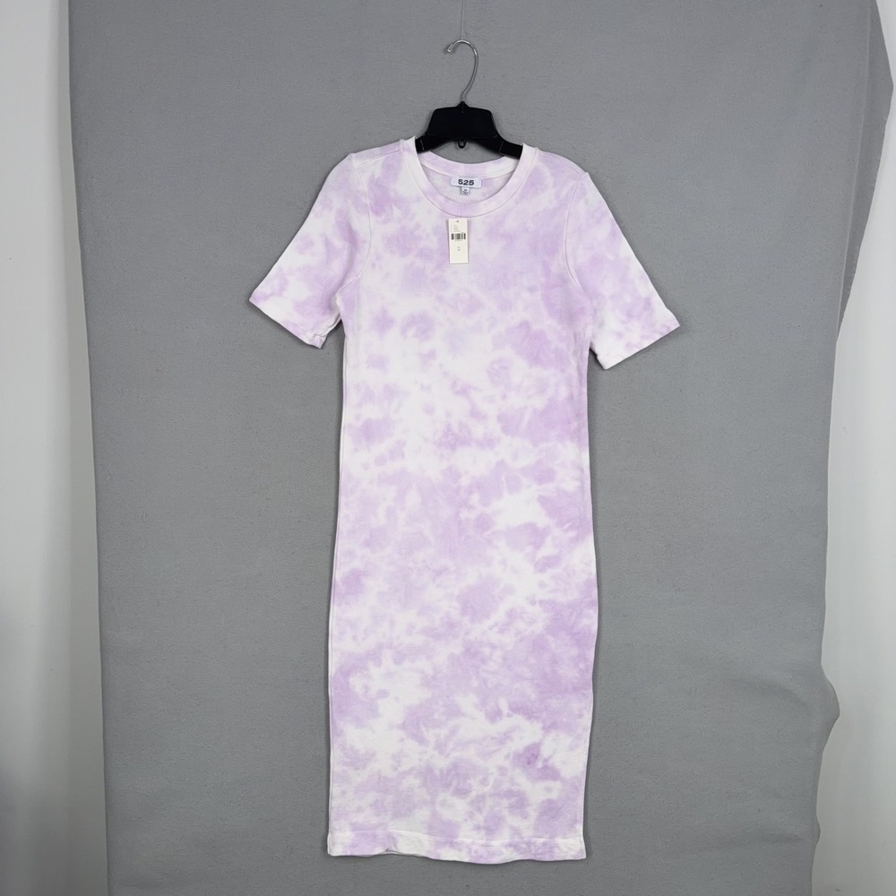 525 T-Shirt Dress Womens XS Purple Tie Dye Short Sleeve Midi Casual Boho